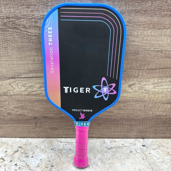 Tiger Generation Three Pickleball Paddle Project Birdie Blue Pink Composite Grip - Picture 1 of 9